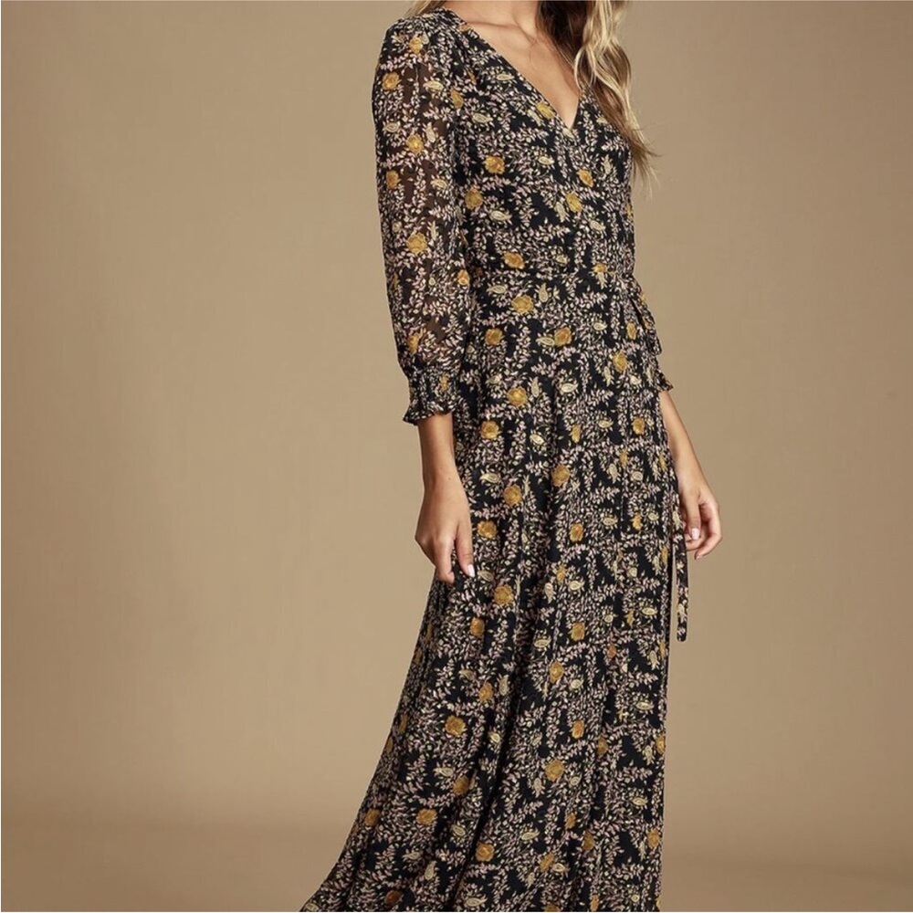 NWT Lulu's Meet Me There Black Floral Long Sleeve Dress